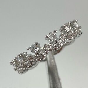 Beautiful Elegant Eternity Band Round Cut Crown Diamond CZ Silver Plated Ring